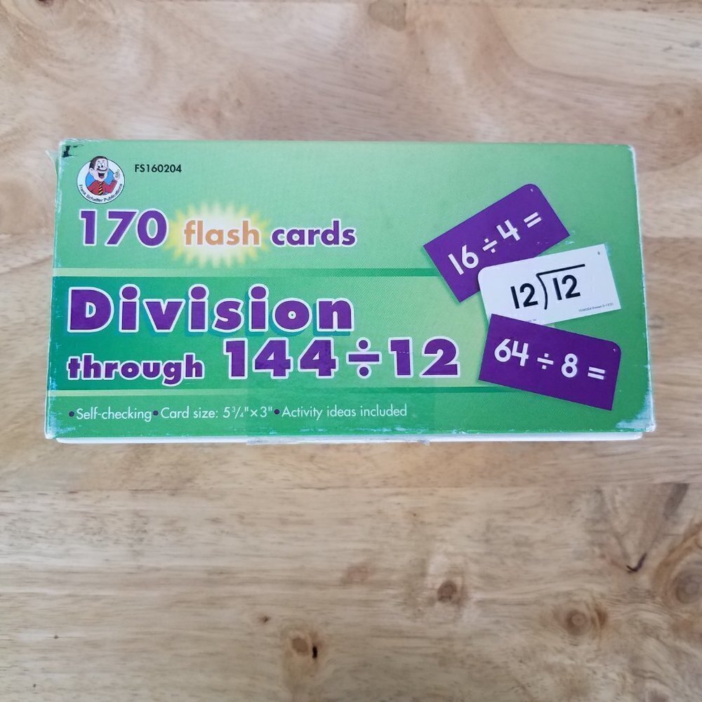 Frank Schaffer Publications 170 flashcards division through 144 divided by 12
